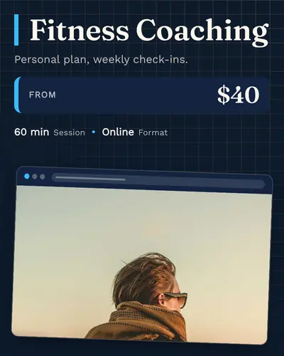 Card design browser-window-01 in the editorial mood — sample card “Fitness Coaching”