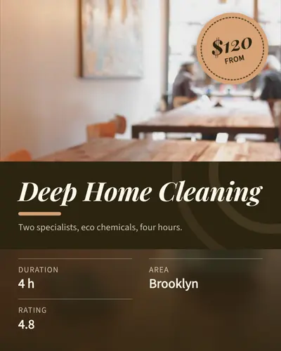 Card design center-band-02 in the premium mood — sample card “Deep Home Cleaning”