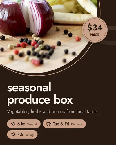 Card design circle-cut-06 in the modern mood — sample card “Seasonal Produce Box”
