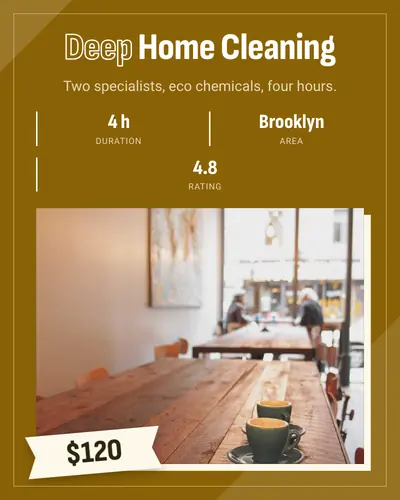 Card design gallery-mat-03 in the bold mood — sample card “Deep Home Cleaning”