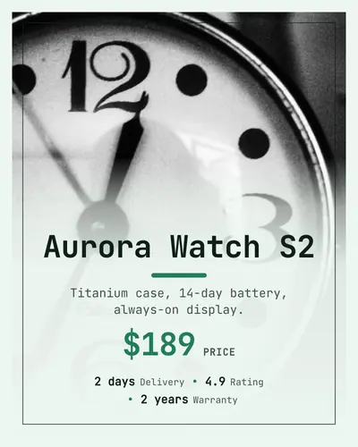 Card design poster-frame-02 in the minimal mood — sample card “Aurora Watch S2”