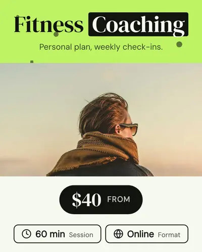 Card design sandwich-02 in the playful mood — sample card “Fitness Coaching”