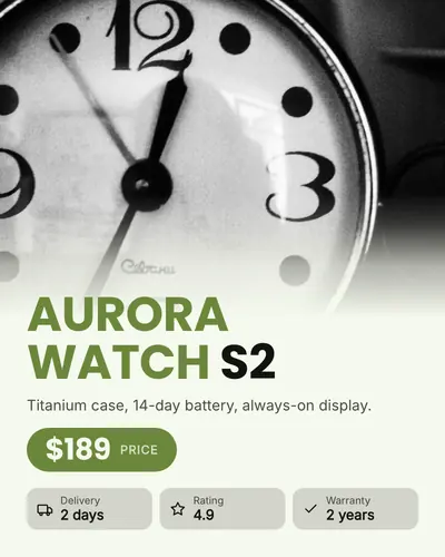 Card design spotlight-promo-02 in the modern mood — sample card “Aurora Watch S2”